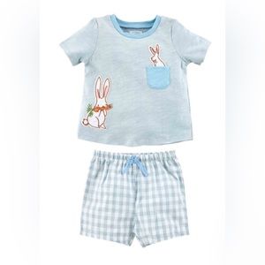 NWT MUD PIE Baby BOY'S BUNNY SHORT SET size 12-18 mos  Perfect for Easter!